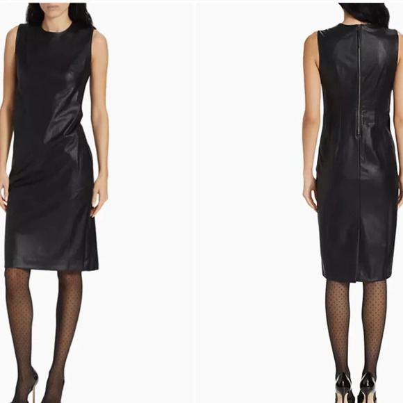 Spanx Faux Leather Sheath Dress in Luxe Black in Medium - Picture 12 of 13